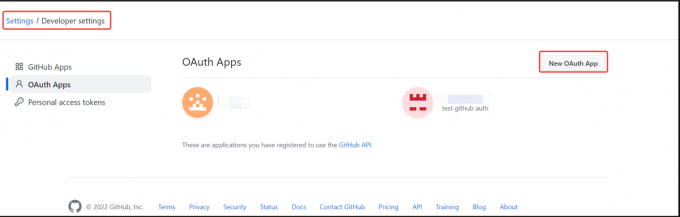 打开Github创建OAuth应用页面1