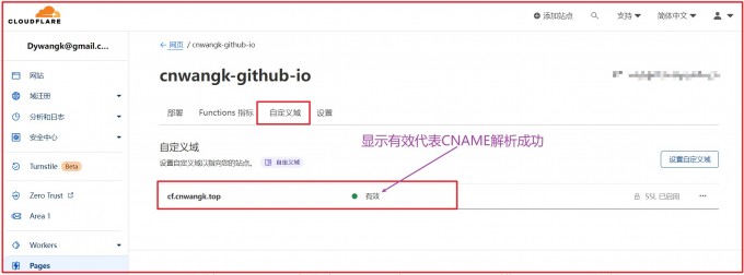 cloudflare解析CNAME成功