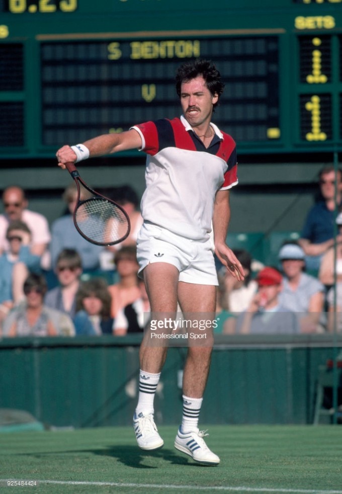 LONDON, ENGLAND - 1984: Steve Denton of the USA in action during the Wimbledon Lawn Tennis Champions