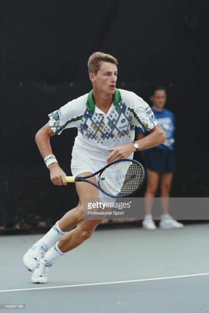 Dutch tennis player Paul Haarhuis pictured in action during progress to reach the third round of the