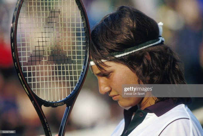 LONDON - JULY 1982: A athelete shows dejection during a match at Wimbledon held at the All England L
