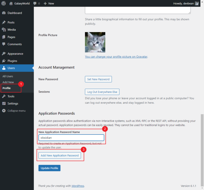 wp app pwd 1