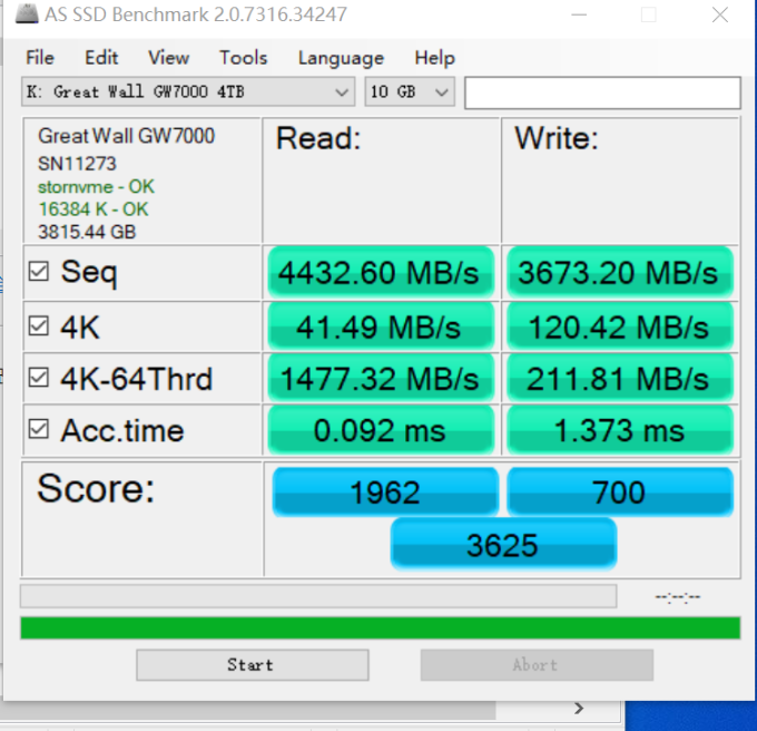 SSD4TB 10缓外读写测试