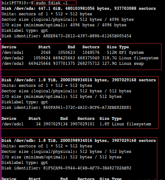 fdisk l